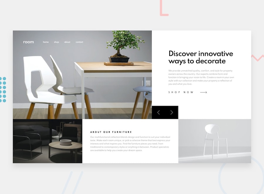room landing page design