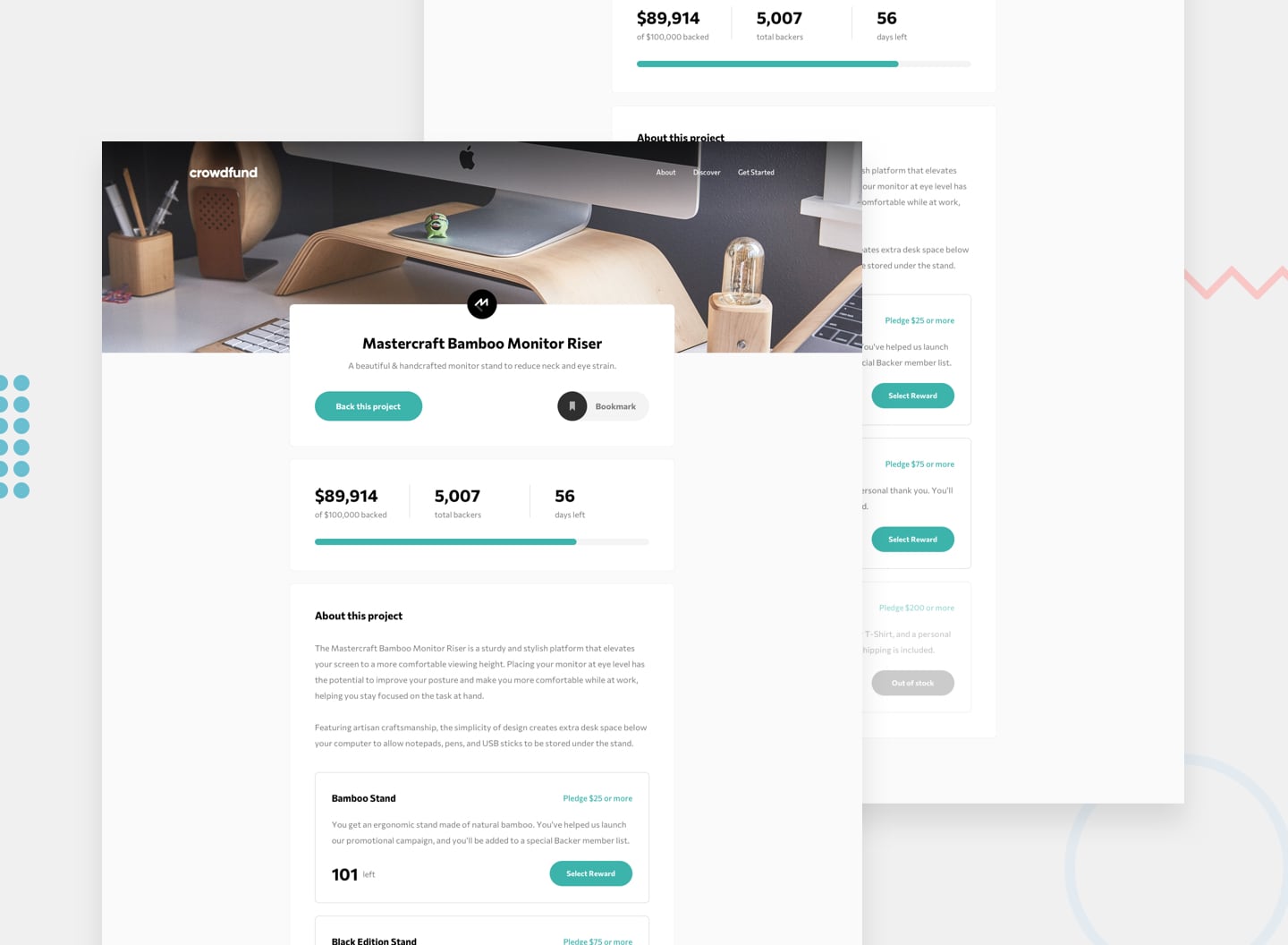 crowd funding landing page design